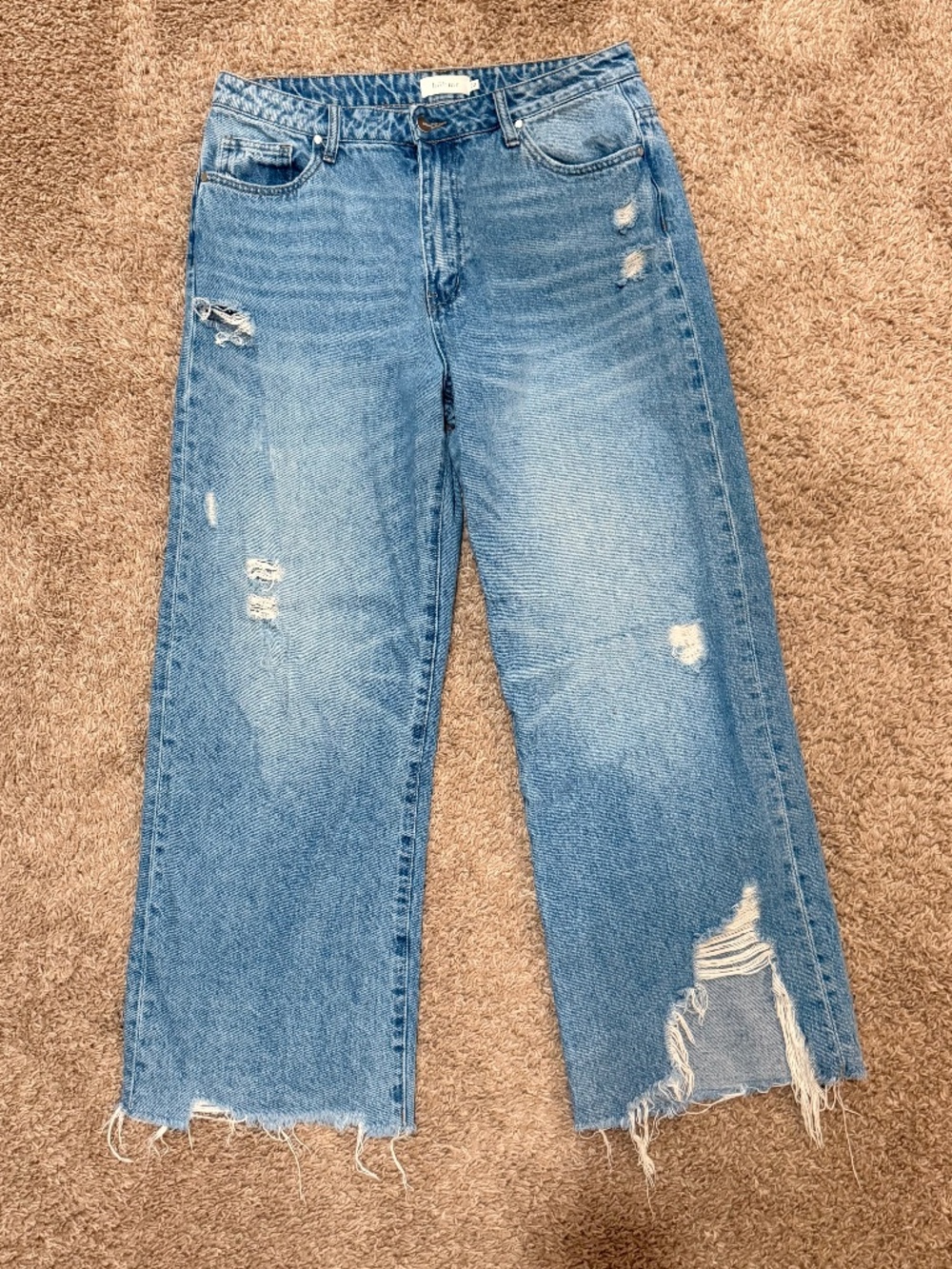 Bohme cropped distressed wide leg jeans